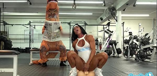  Camsoda - hot milf stepmom fucked by trex in real gym sex